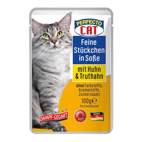 Perfecto Cat Feine Stückchen in Soße mit Huhn & Truthahn 100 g