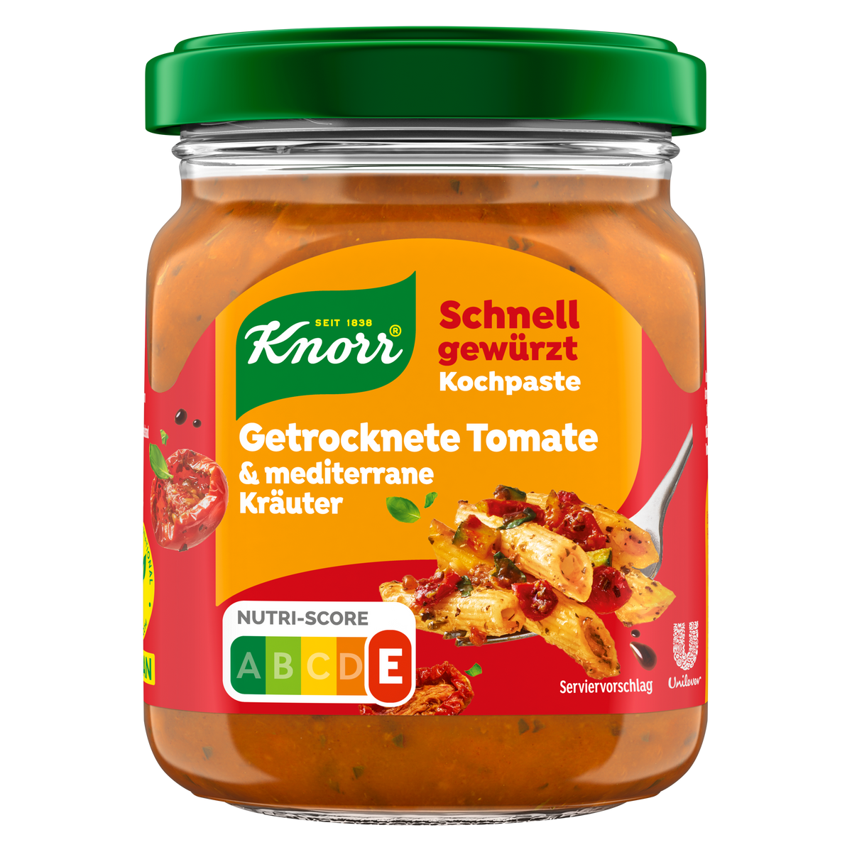 Knorr Schnell gewürzt Kochpaste Getrocknete Tomate & mediterrane Kräuter, 165 g Glas