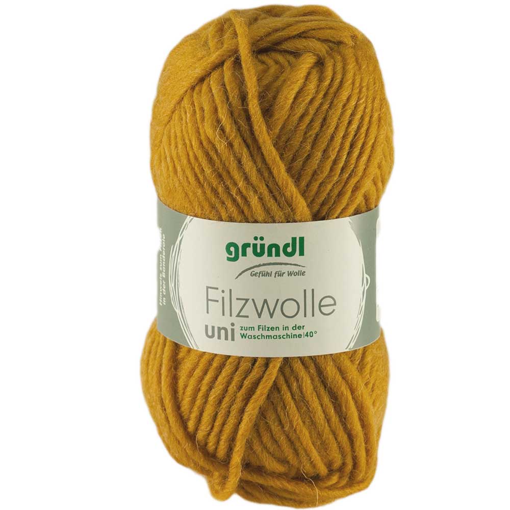 Gründl Filzwolle Uni 50 g, Farbe 55 Curry