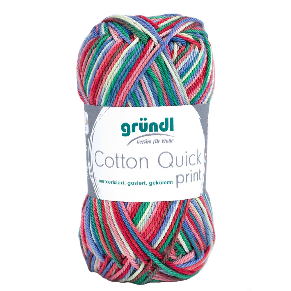 Gründl Cotton Quick print Strickgarn 50 g rot-blau-gelb multicolor