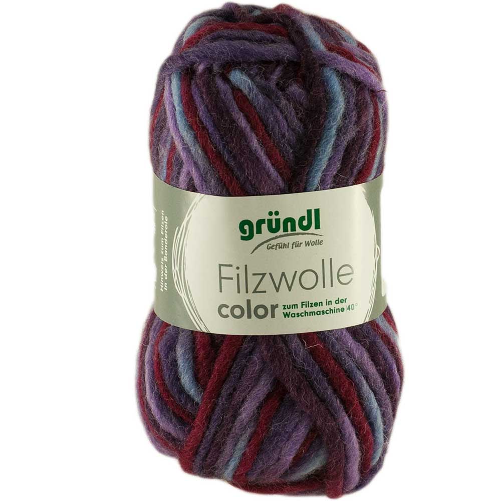 Gründl Filzwolle Color 50 g, Farbe 40 fuchsia-flieder-hellblau