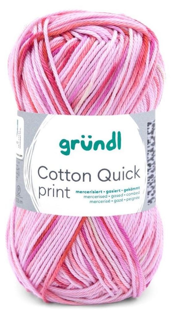 Gründl Cotton Quick Print Baumwollgarn 50 g, rosa-fuchsia multicolor, Farbverlauf 193