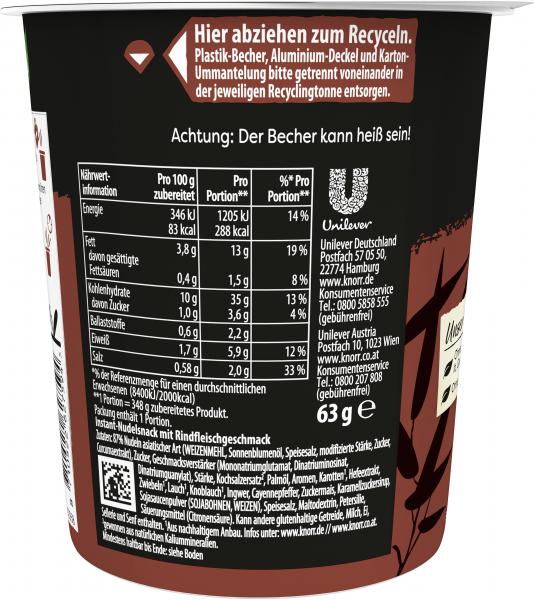 Knorr Asia-Nudeln mit Rindgeschmack, 63 g Becher
