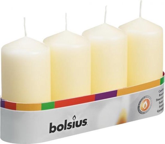 Bolsius Horeca Stumpenkerzen, elfenbeinfarben, 100 × 50 mm, 8 Stück