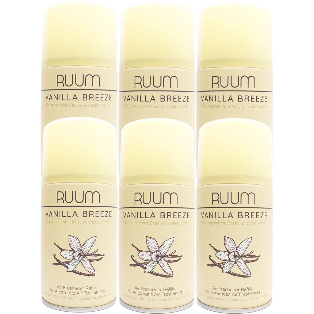 RUUM Lufterfrischer-Nachfüller, 6er-Pack, 250 ml je Dose, Vanilleduft