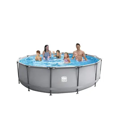 Happy People Rundpool 457 × 106 cm, grau, mit Filterpumpe