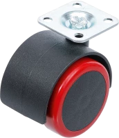 BGS TECHNIC Lenk-Doppel-Laufrolle, rot/schwarz, Ø 50 mm