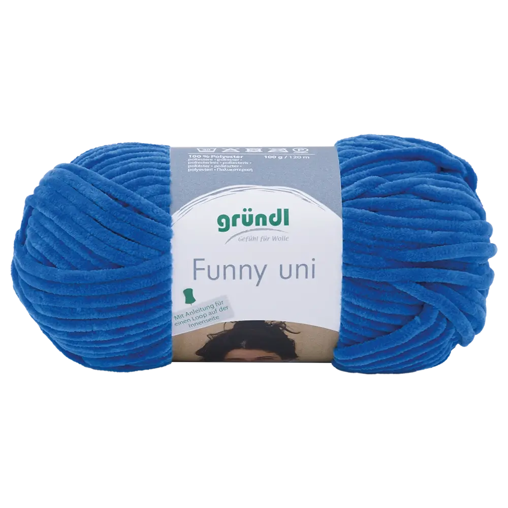 Gründl Funny uni Chenillegarn, 100 g, Royalblau (Farbe 14)