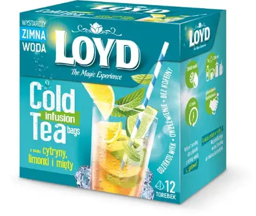 LOYD Cold-Infusion-Früchtetee Zitrone, Limette & Minze, 12 Pyramidenbeutel à 2,5 g