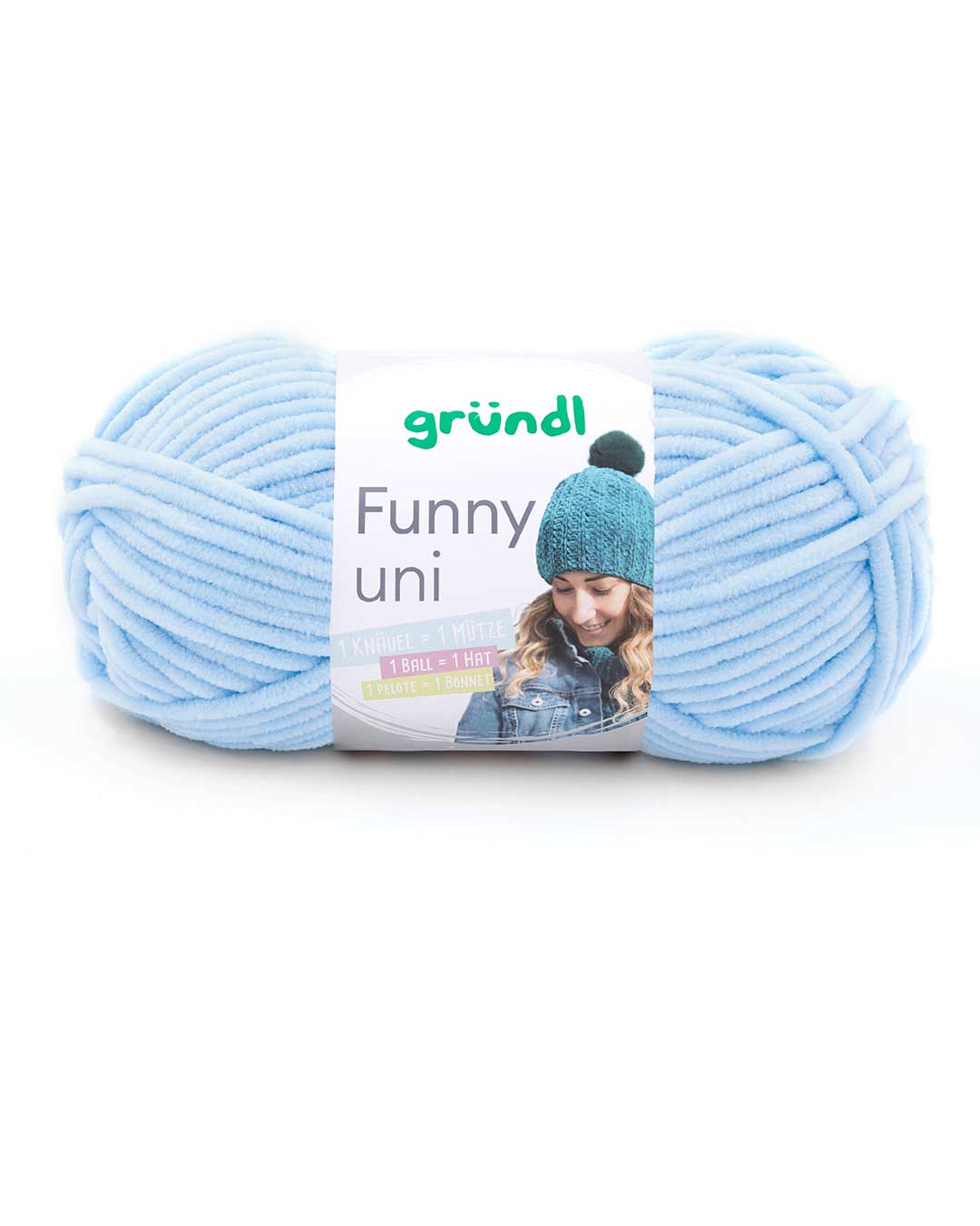 Gründl Funny uni Chenillegarn, 100 g, pastellblau
