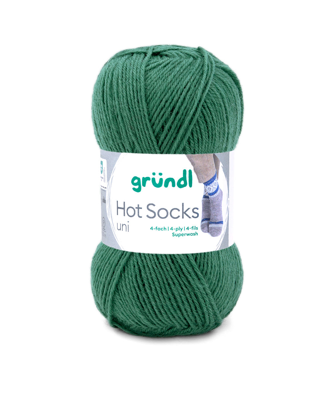 Gründl Hot Socks uni 50 g Sockenwolle tannengrün