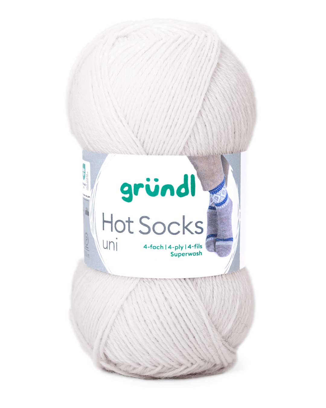 Gründl Hot Socks uni 50 Sockenwolle, 50 g, Farbe 29 Weiß