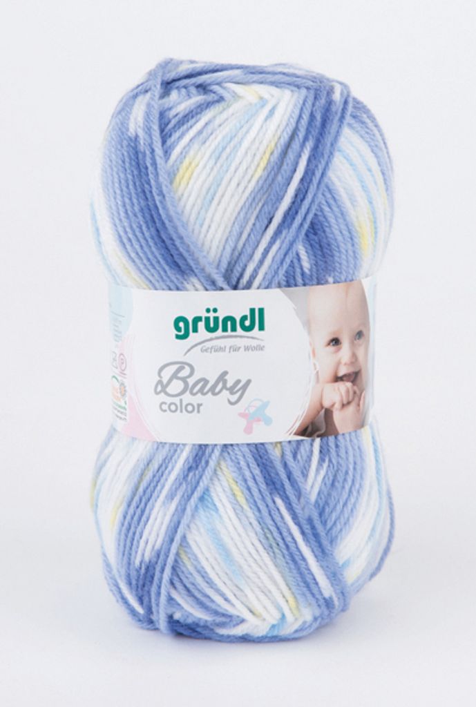 Gründl Baby Color Babywolle, 50 g, blau/weiß