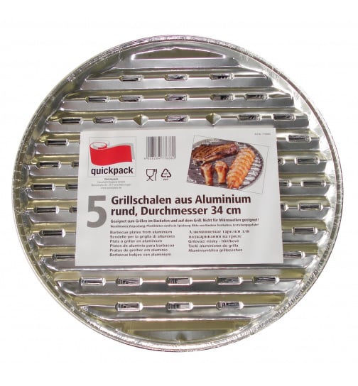 Quickpack Grillschalen rund 34 cm, 5 Stück