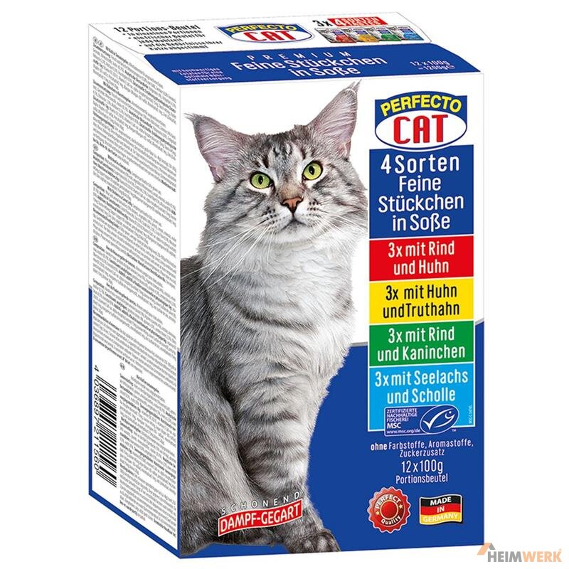 Perfecto Cat Feine Stückchen in Soße 12 x 100 g Multipack