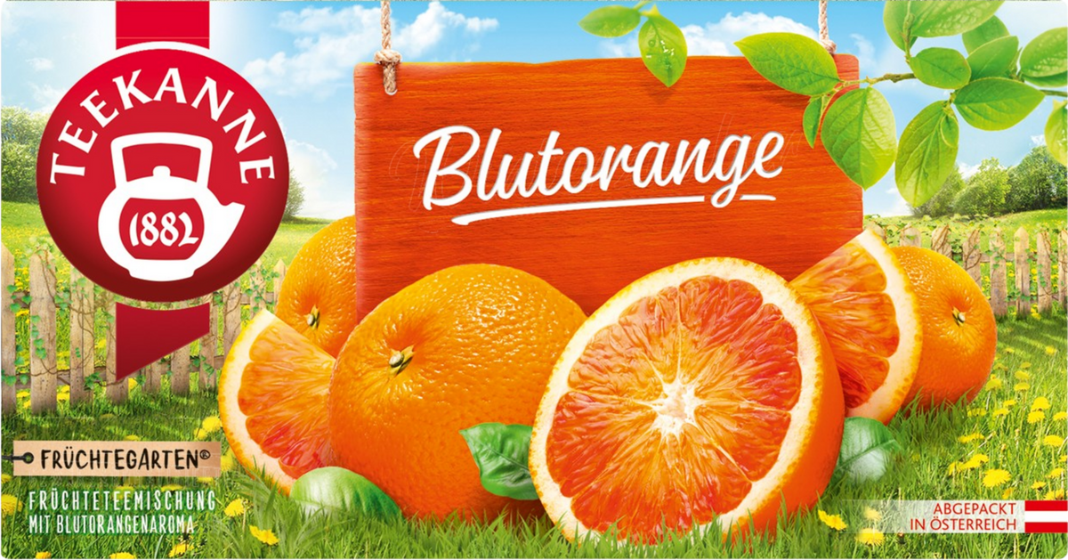 TEEKANNE Früchtegarten Blutorange Früchtetee, 20 Teebeutel, 60 g
