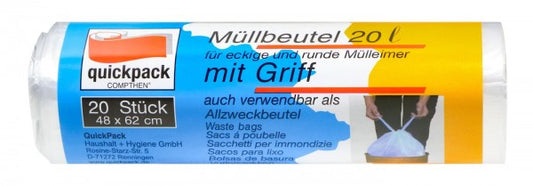 Quickpack Müllbeutel 20 l, 20 Stück, mit Griff