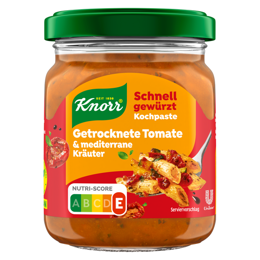 Knorr Schnell gewürzt Kochpaste Getrocknete Tomate & mediterrane Kräuter, 165 g Glas