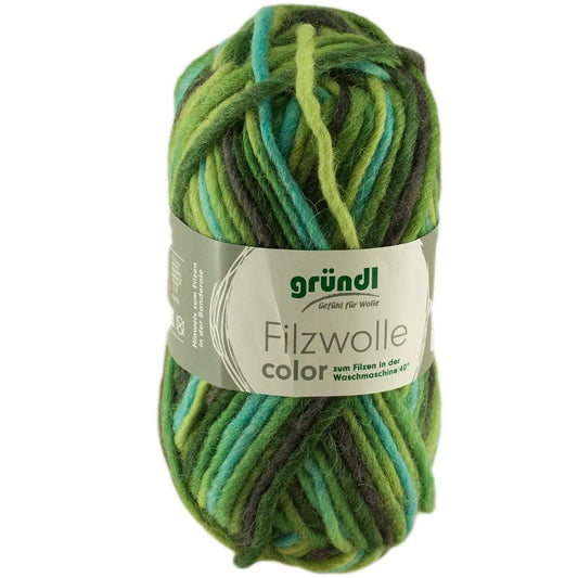 Gründl Filzwolle Color 50 g, Farbnummer 41 grün-schwarz