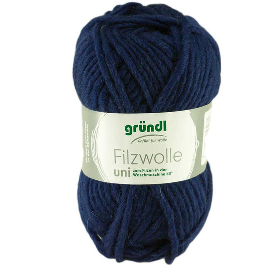 Gründl Filzwolle Uni 50 g, Farbe 16 Marine