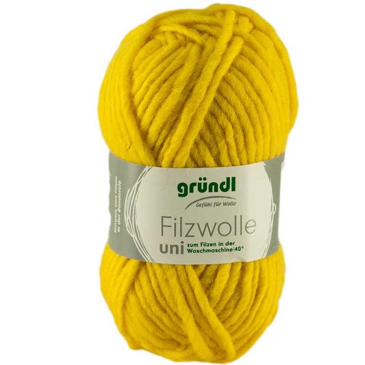 Gründl Filzwolle Uni 50 g, Farbe 60 Zitrone
