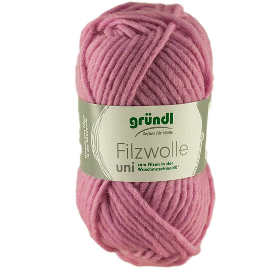 Gründl Filzwolle Uni 50 g, Farbe 18 rosa