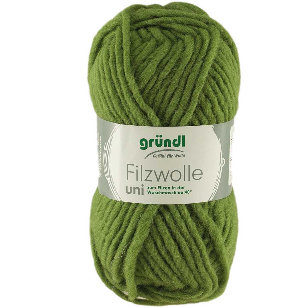 Gründl Filzwolle Uni 50 g, Farbe 04 Grasgrün