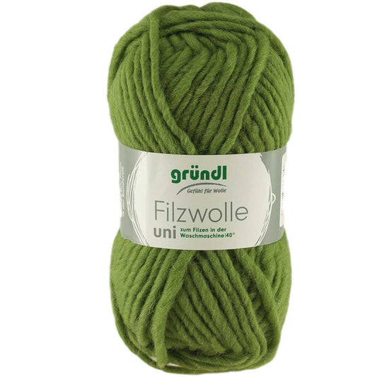 Gründl Filzwolle Uni 50 g, Farbe 04 Grasgrün