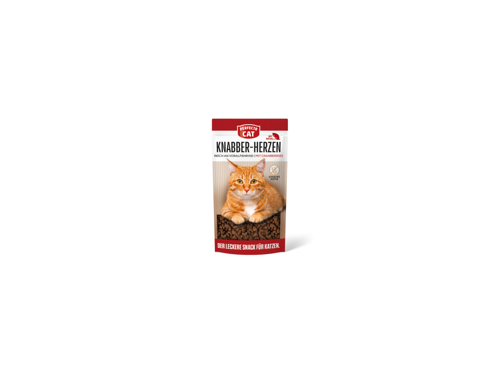 Perfecto Cat Feine Knabber-Herzen Voralpenrind & Anti-Hairball 50 g