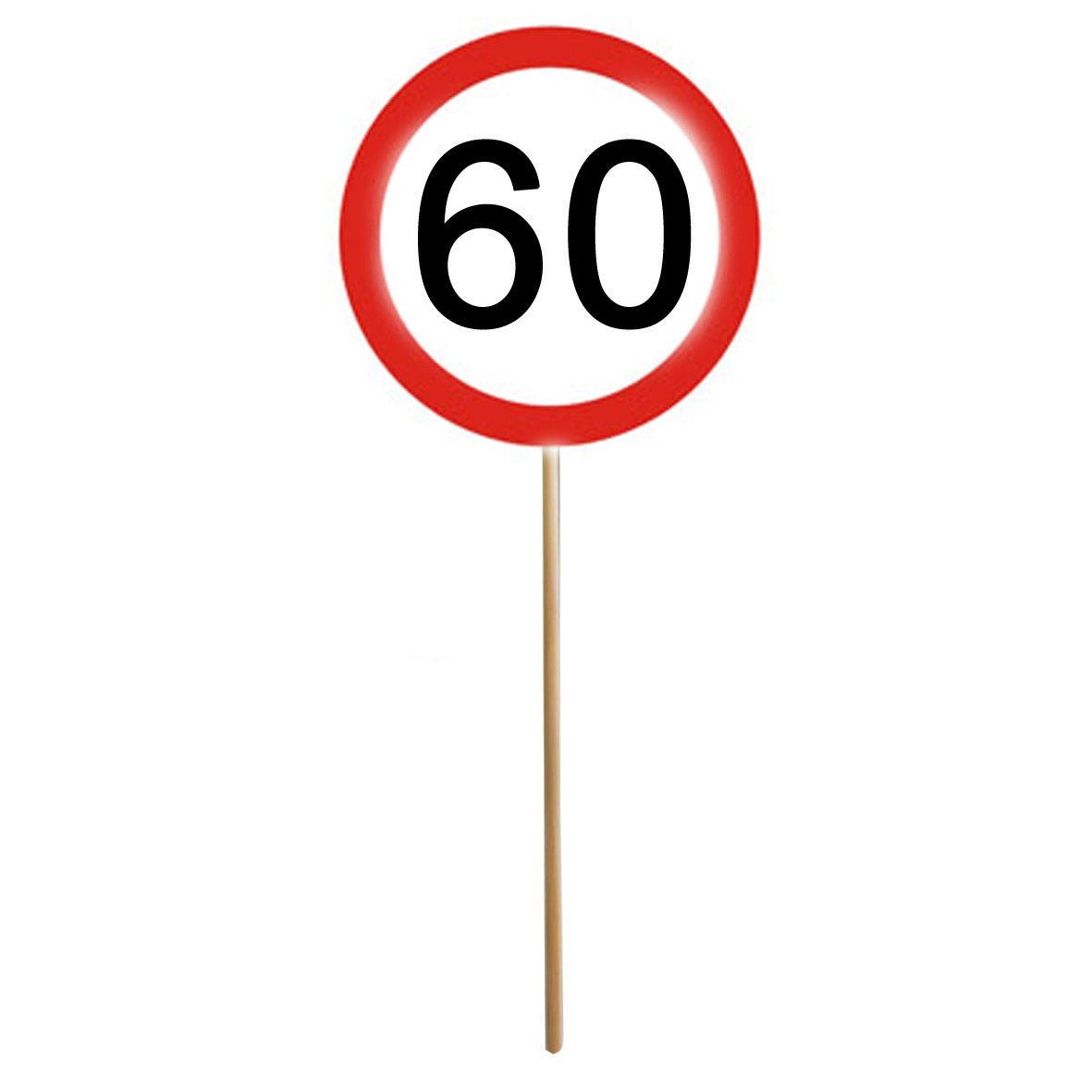 Mini-Schild auf Stab mit der Zahl 60 – 12-teilig