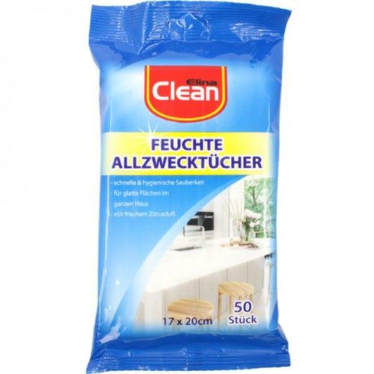 Clean Feuchte Allzwecktücher 17 × 20 cm, 50 Stück