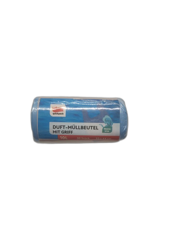 Quickpack Müllbeutel mit Meeresbrise-Duft, 10 Liter, 30 Stück, mit Griffen
