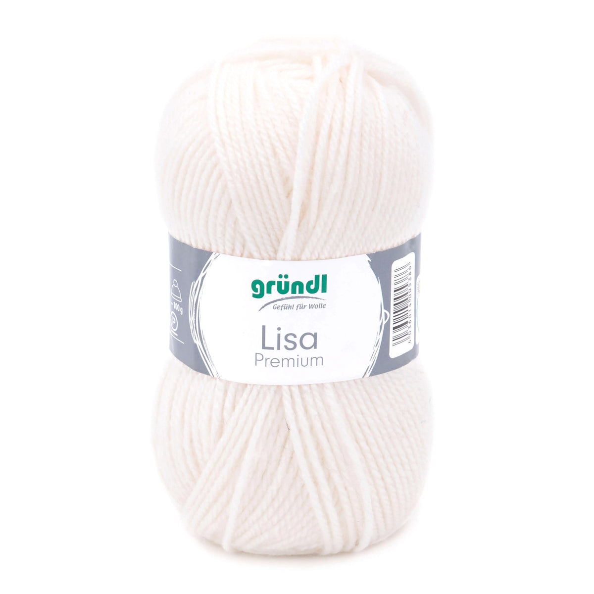 Gründl Lisa Premium Uni Strickgarn, 50 g, Creme, Farbe 02
