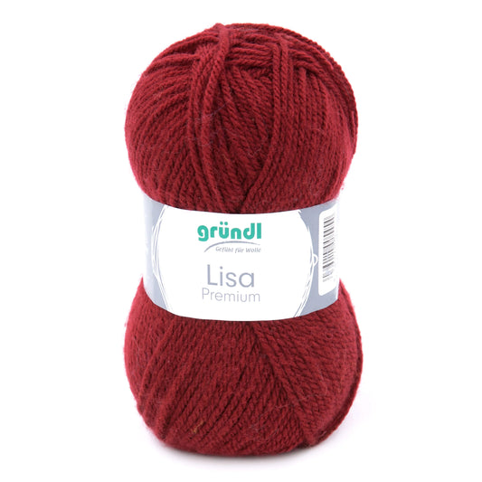 Gründl Lisa Premium uni Strickgarn, 50 g, Bordeaux