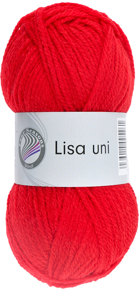 Gründl Lisa Premium uni Strickgarn, 50 g, 133 m, Signalrot