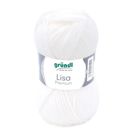 Gründl Lisa Premium Uni Strickgarn, 50 g, Weiß