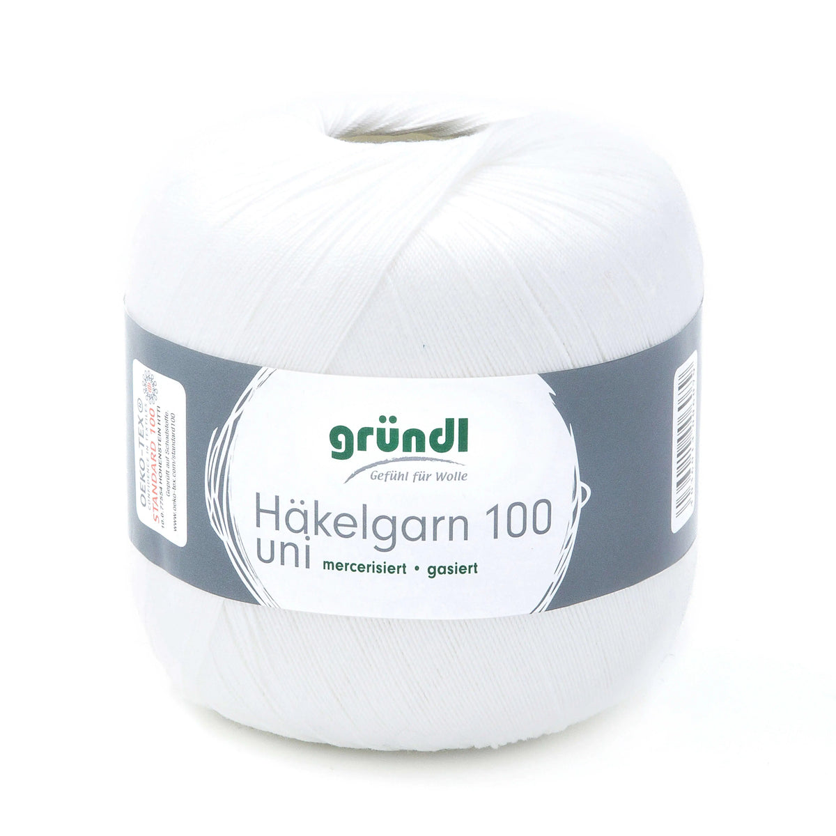 Gründl Häkelgarn 100 uni, Weiß, 100 g