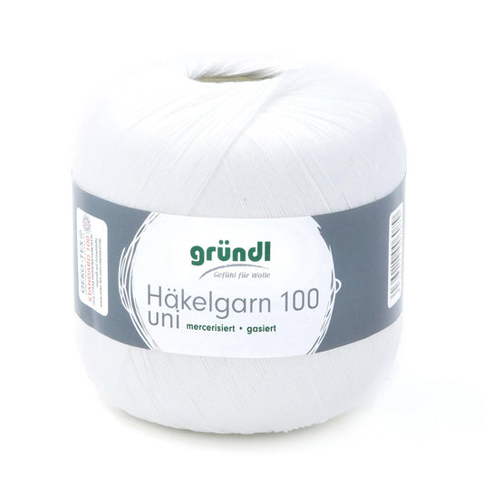 Gründl Häkelgarn 100 uni, Weiß, 100 g
