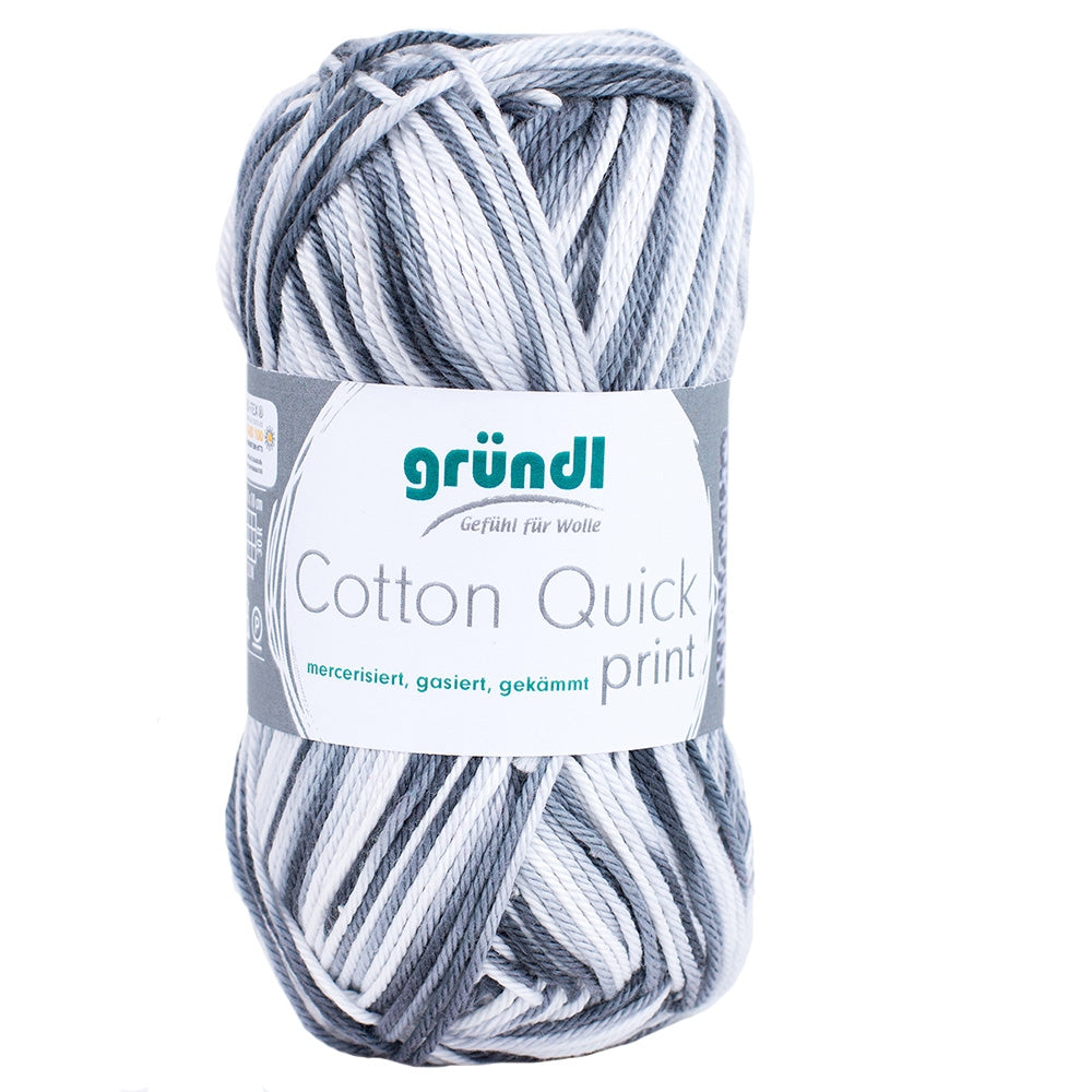 Gründl Baumwollgarn Cotton Quick print schwarz-grau, 50 g