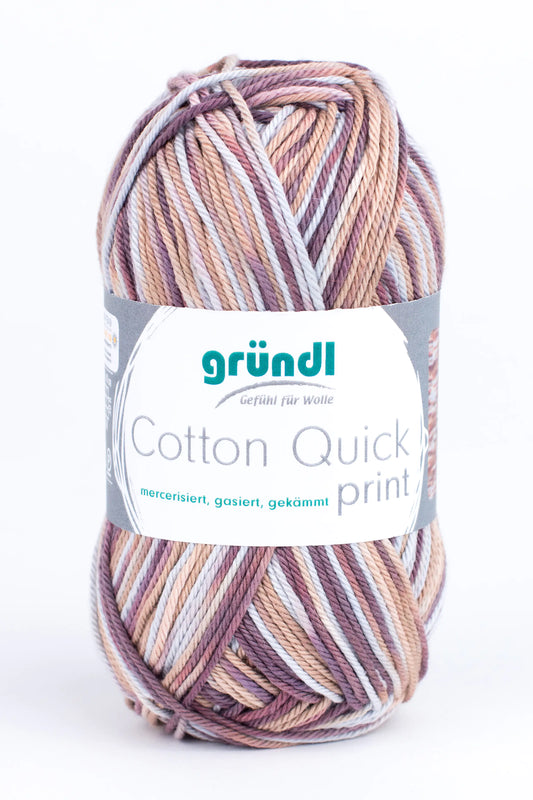 Gründl Cotton Quick Print Häkel- und Strickgarn, braun multicolor, 50 g