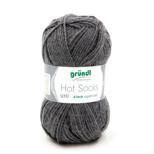 Gründl Hot Socks uni 50 Sockenwolle anthrazit, 50 g