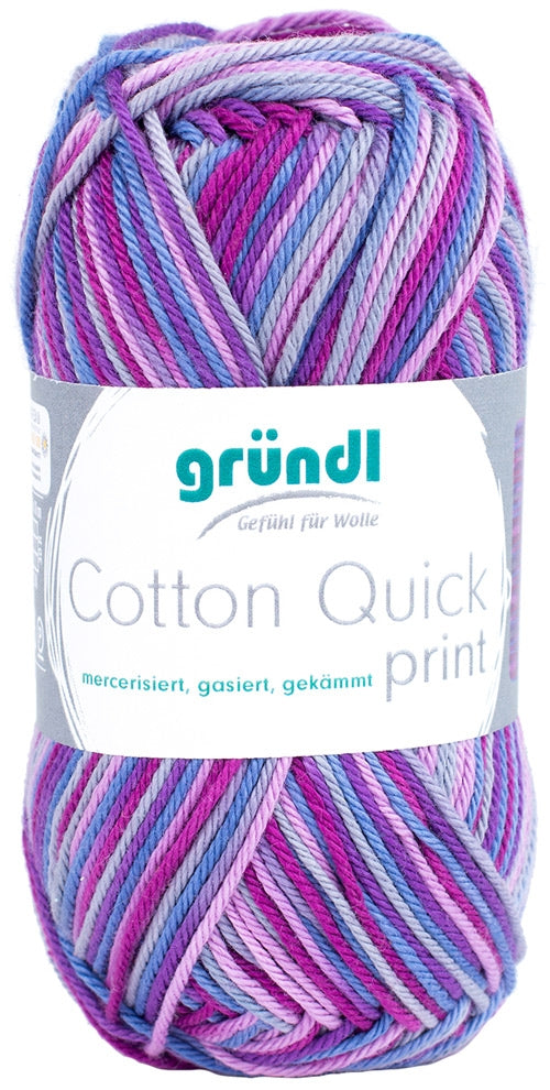 Gründl Cotton Quick print Strickgarn, 50 g, aubergine multicolor