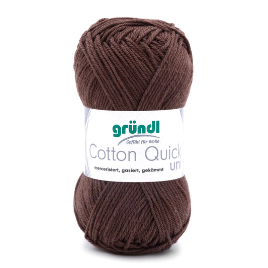 Gründl Cotton Quick uni Baumwollgarn, 50 g, Farbe 122 Schokolade