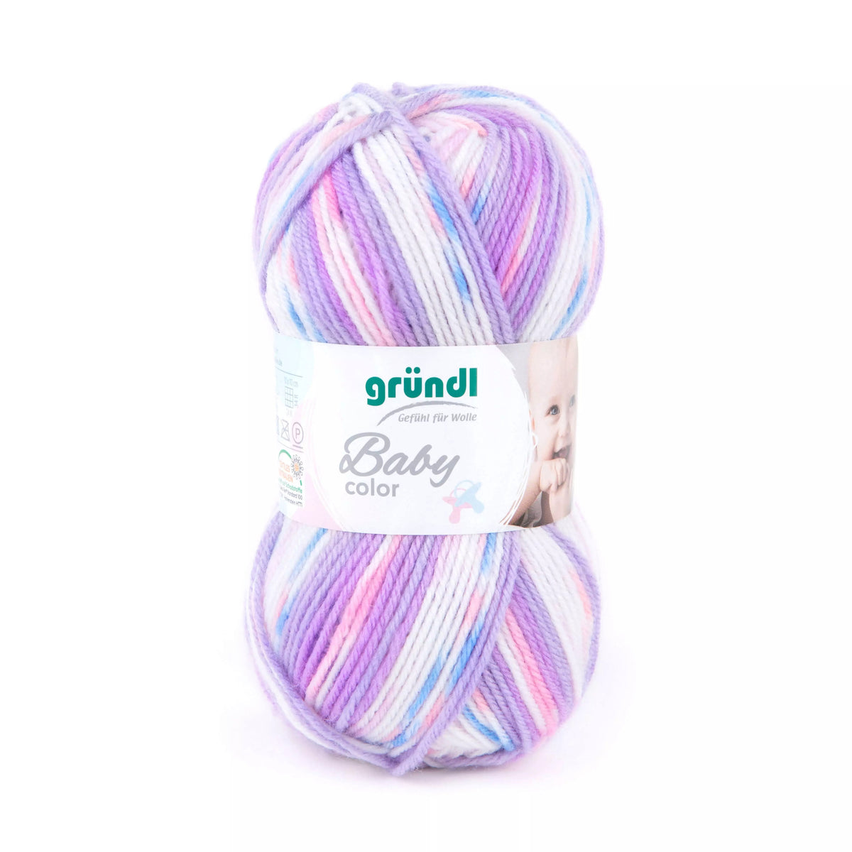 GRÜNDL Baby Color Garn 50 g lila/rosa/weiß