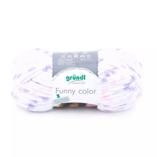 GRÜNDL Funny Color Chenillegarn 100 g weiß/rosa/lila