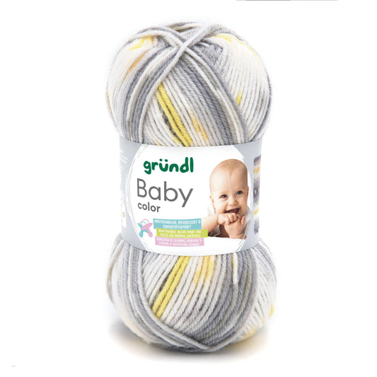 Gründl Baby color Strickgarn 50 g, hellgrau/natur/dunkelgrau/gelb multicolor