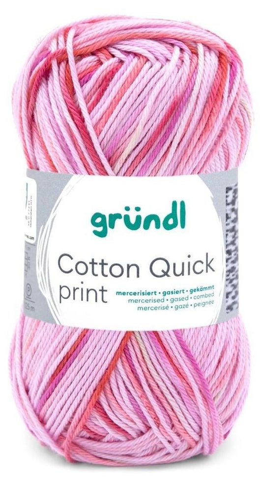 Gründl Cotton Quick Print Baumwollgarn 50 g, rosa-fuchsia multicolor, Farbverlauf 193