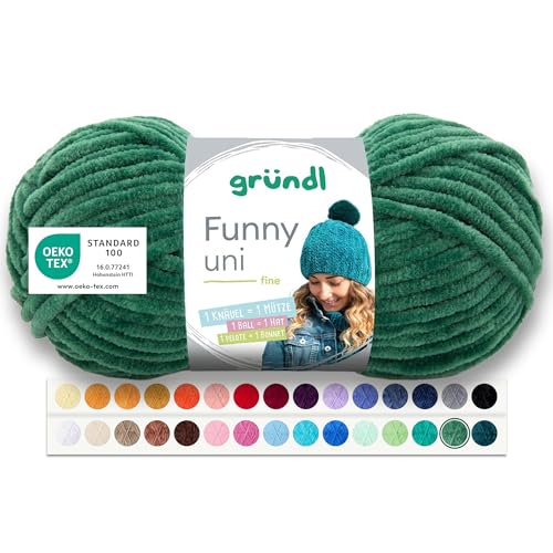 Gründl Funny Uni Chenillegarn 100 g, Farbe 27 Dunkelgrün
