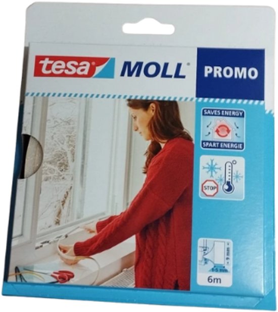 tesa moll Fenster-Dichtungsband aus Schaumstoff, weiß, 6 m