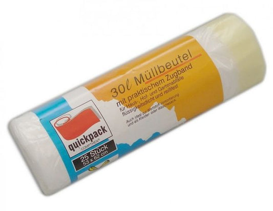 quickpack Müllbeutel 30 l, gelb, 25 Stück, mit Zugband